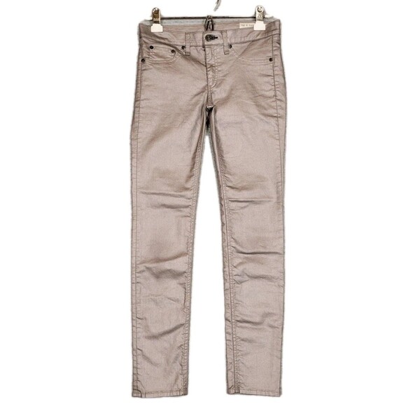 Rag & Bone Rose Metallic Coated Stretch Legging Skinny Jeans Tag 27 Fits 28x27 - Picture 1 of 16